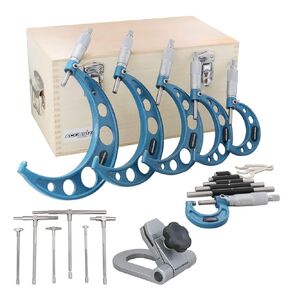 Accusize Industrial Tools 6 Pc Ultra-Precision Outside Micrometer Set Plus a Portable Micrometer Stand and a 6pc Telescoping Gauge Set, 0906-C153