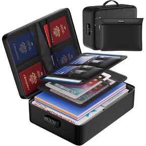 ENGPOW Fireproof Document Bag with Lock, Fireproof＆Waterproof File Organizer Bag with Money Bag, 5 Layers Protection Fireproof Bag Safe Storage for Important Documents,Passport,Laptop,Certificates