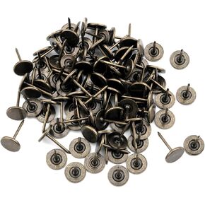 100PCS Bronze Flat Round Head Studs 11x17mm Flat Decorative Studs Curtain Studs Sofa Nails for Decorating Beds Chairs Sofas Headboards Wall Watches Calendars