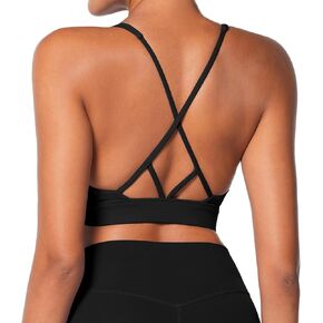 Sunzel Sports Bra for Women V Neck Criss Cross Back Running Bras Removable Cups Wirefree Padded Workout Bra Yoga Gym