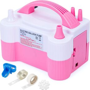 RUBFAC Balloon Pump Electric, Portable Balloon Blower Machine 110-120V 600W Air Balloon Inflator with Balloon Accessories for Decoration Birthday Parties Baby Showers Weddings (Pink and White)