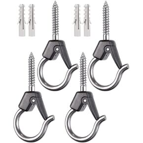 BeneLabel Wall Mount Ceiling Hooks with Safety Buckle - Plant Hanger Hooks - Outdoor Hanging Brackets for Hanging Plants, Lights, Wind Chimes & More - Rust Proof and Wind Proof