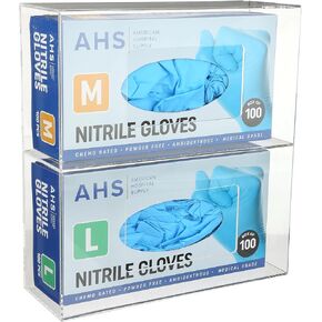Glove Dispenser Wall Mount Double | Clear Acrylic Mountable Glove Box Holder with Individual Compartments | Gloves Sold Separately | Triple Layer Medical Glove Dispenser