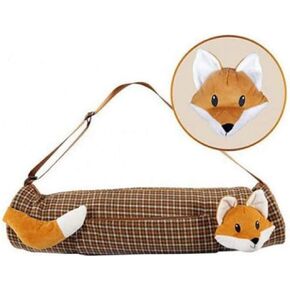 Birsppy YogaPets Full Zip Exercise Cute Yoga Mat Tote Bag with Plush Animal Design| Medium/Large Mat Carrier with Strap & Side Pocket | Fits Most Size Mats (Cute Fox)
