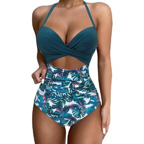 SUUKSESS Women Wrap Cut Out One Piece Swimsuit High Waisted Monokini Bathing Suit