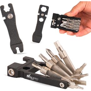 Bike Tool Kit Portable 20 in 1 Compact and Lightweight (117.5g) Chrome-Vanadium (CRV) - Bike Multitool with Chain Breaker - MTB Multitool - Bike Repair Tools (Black)
