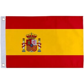 Small Flag Double Sided Spain Spanish Flag- 12" X 18" Inch Boat Motorcycle Yacht Boat Car Flag with 2 Brass Grommets