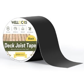 WELLOCKS Joist Tape for Decking 4 Inch x 50 Feet 1 Pack Deck Joist Tape Waterproof Seal Antiseptic Butyl Joist Tape Self-Adhesive Flashing Tape for Wood Decks Beams(T1001)