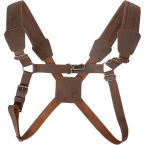 Adjustable Padded Harness for Alto & Tenor Saxophone, Back Support, Marching Band Essentials, Full Grain Leather, Handmade, Bourbon Brown