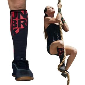 UNBROKENSHOP Shin Sleeves Pro Red 7mm Neoprene, Weightlifting, Deadlift, Rope Climb, Box Jumps for Men and Women, Single