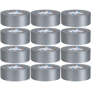 12 Pack Black Duct Tape Bulk 2 inch 60 Yards Each,Strong No Residue Heavy Duty Duct Tape, All-Weather, Tear by Hand, Waterproof Tape for Indoor Outdoor Use,Multi Purpose Home Repair