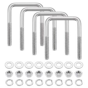 uxcell U Bolts, 12 Set 3-1/16" x 7-5/16" - 304 Stainless Steel Square U Bolt with Washers and Nuts, Heavy Duty U-Bolts for Boat Trailer Automobiles Trailer Sailboat Industrial Fasteners