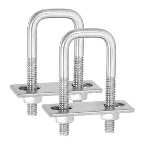 uxcell 4Sets 304 Stainless Steel Square U-Bolts, 2.44" (62mm) Inner Width 5.12" (130mm) Length M8 with Nuts, Frame Plate, Gasket for Automobiles Trailer, Ski Boat, Fishing Boat, Pipelines