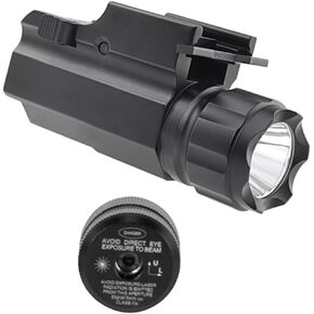 White Cree LED Light/Green Laser QR Weaver/Picatinny Mount Black Anodized Aluminum Green Laser/Flashlight for Universal w/Accessory Rail 150 Lumens/5mW Output