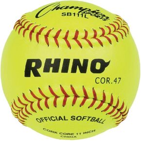 Champion Sports Pack of 12 Softballs, Official Size and Weight - Syntex Leather Cover with Raised Seams for Fastpitch Youth - 11" and 12" Options