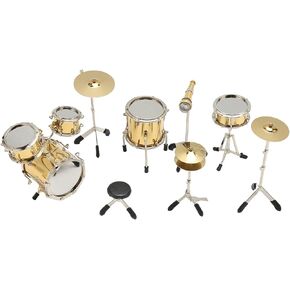 8Pcs Mini Drum Model kit, Miniature Musical Instrument Drum Set Simulate Musical Instrument Ornament for Home Room Decor Collection Gifts Tabletop Decoration