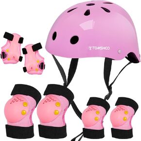 TOMSHOO Adjustable Helmet for Ages 5-16 Kids Toddler Boys Girls Youth,Protective Gear Set with Elbow Knee Wrist Pads for Skateboard, Bike, Skating, Cycling Roller Skate in Kuwait
