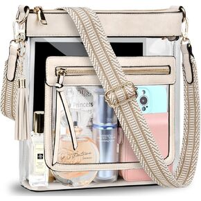 BKNOOU Clear Purses for Women Clear Crossbody Bags Clear Bag for Stadium Events Approved Clear Shoulder Bag for Concert