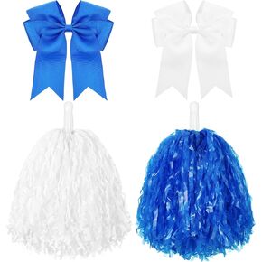 4 Pcs 10" Cheerleading Pom Poms Large Cheerleader Hair Bow for Girl Set Cheer Pompoms Cheerleading Accessories for Dance Sports Events Party Basketball Football Team(Orange and Black)