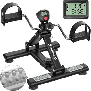 Portable Under Desk Pedal Exerciser: Sportneer Low Resistance Exercise Bike Folding Indoor Exercise Pedal Machine Bike for Arm & Leg Under Desk Bike Leg Exercisers While Sitting for Home Office