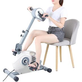 Motorized Pedal Exerciser with Protector Bracket, Adjustable Electric Exercise Bike with Leg Arm Workout for Seniors and Disabled