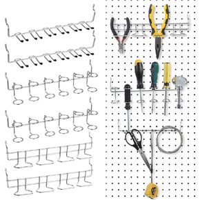 6 Pcs Pegboard Screwdriver Holders Organizer Pegboard Plier Holders Stainless Steel Peg Board Tool Utility Hooks Accessories Shelving Display Multi-Ring Tool Racks for Shop Store