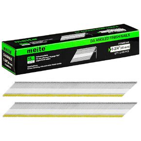 meite 1-3/4 Inch DA Style Nails (2,400 Counts) 15 Gauge 34-Degree Angled Finish Nails in Galvanized-Perfect for Moldings Trimming Finish Works and DIY Projects