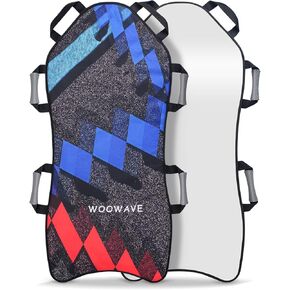 WOOWAVE 45"×18" Foldable Snow Sled，Fits 2 Children or 1 Adult，Ultra Portable, Strong and Durable, Sturdy Fabric Stitching, Handles with Steering，Kid's Winter Fun