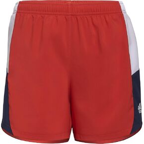 adidas Girls' Big Elastic Waistband Colorblock Woven Short, Vivid Red, Large (14)