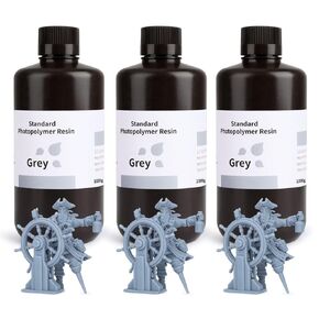 ELEGOO Standard Photopolymer 3D Printer Resin, 405nm UV Curing Photopolymer Resina for Mars Saturn Jupiter MSLA DLP LCD Impresora with High Precision, Grey 3000g