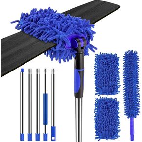 Ceiling Fan Cleaner Duster with 80 inch Extention Pole, Fan Duster for High Ceiling Fan Blades, Bendable and Washable Chenille Duster for Cleaning Hard to Reach Area