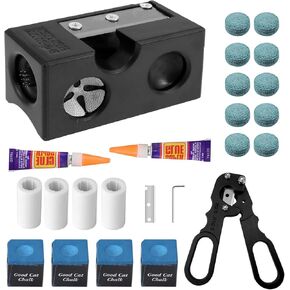 22 pcs Pool Cue Tips Replacement Kit, 8-in-1 Billiards Pool Cue Tip Shaper, Portable Pool Cue Repair Accessories for Replacement and Shaping Cue Tips for Billiards Enthusiastsm