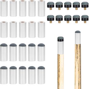 20 Sets Pool Stick Tips Pool Cue Tips Replacement Kit Billiard Cues Tips Replacement, Slip On Pool Cue Tips Replacement with White Pool Cue Stick, 12mm
