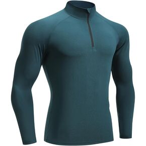 Men's Quick-Dry Compression Shirts Quarter Zip Long Sleeve Workout Running Pullover Tops Outdoor Sweatshirt Undershirts
