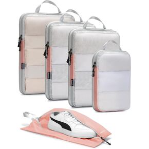 Alameda 4 Set Compression Packing Cubes for Suitcases - Lightweight Compression Packing Cubes Travel for Backpack Carry-on Organizer Bags with Shoe Bag