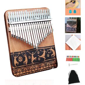 TODO Kalimba Thumb Piano 21 Keys with Mahogany Wood with Tune Hammer and Finger Covers & More Study Instruction