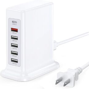 USB C Fast Charger, 200W USB C Charger Block GaN 7 Port USB C Fast Charging Station Hub Block Cube, PD USB C and QC USB A Multiple USB Charger Compatible with iPhone/Glaxy/Pixel/Note/Laptops/Tablets