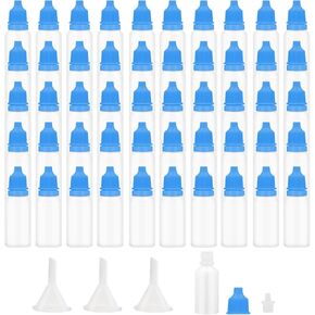 50Pcs Small Empty Squeeze Dropper Bottles Plastic Thin Tip Dropper Bottles 15ML Portable Squeezable Liquid Dropper with Cap and Plug for Oil Liquid Storage (White)
