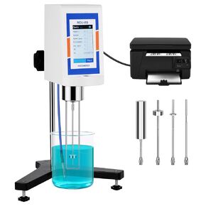Digital Rotary Viscometer 10-6,000,000mPa.s Touch Screen Viscosity Meter ±1% Accuracy Lab Viscometers with Data Output and Temperature Probe 110-240V (NDJ-9T 10-6,000,000mPa.S)