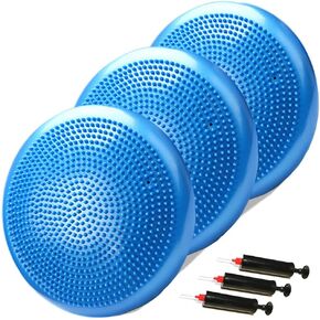 NEISHNG 3-Pack Stability Wobble Cushions with Hand Pumps, Kids Sensory Wiggle Seat for Classroom, Core Trainer Balance Disc for Gym and Home Workout (5 Color)