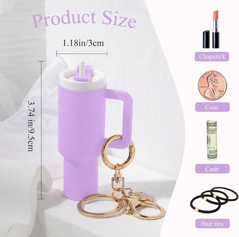 Mini Tumbler Keychain Chapstick Holder,Mini Stanley Cup Keychain Cute Lip Balm Holder Keychains for Women Handbag Backpack in Saudi Arabia