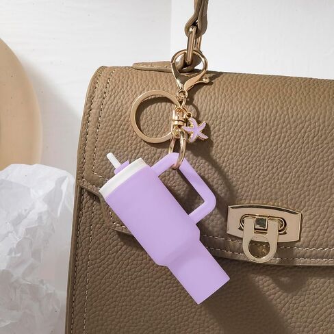 Mini Tumbler Keychain Chapstick Holder,Mini Stanley Cup Keychain Cute Lip Balm Holder Keychains for Women Handbag Backpack in Saudi Arabia