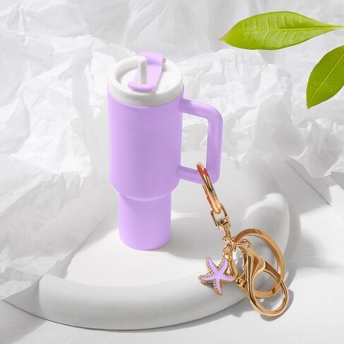 Mini Tumbler Keychain Chapstick Holder,Mini Stanley Cup Keychain Cute Lip Balm Holder Keychains for Women Handbag Backpack in Saudi Arabia