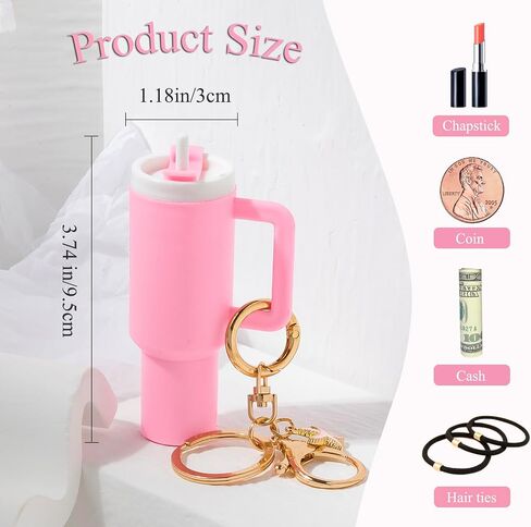 Mini Tumbler Keychain Chapstick Holder,Mini Stanley Cup Keychain Cute Lip Balm Holder Keychains for Women Handbag Backpack in Saudi Arabia