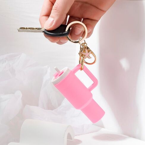 Mini Tumbler Keychain Chapstick Holder,Mini Stanley Cup Keychain Cute Lip Balm Holder Keychains for Women Handbag Backpack in Saudi Arabia