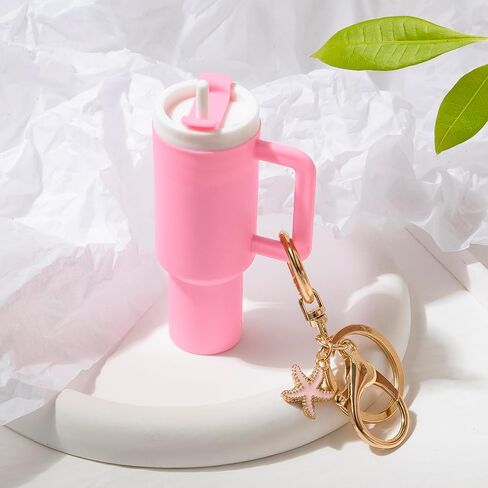 Mini Tumbler Keychain Chapstick Holder,Mini Stanley Cup Keychain Cute Lip Balm Holder Keychains for Women Handbag Backpack in Saudi Arabia