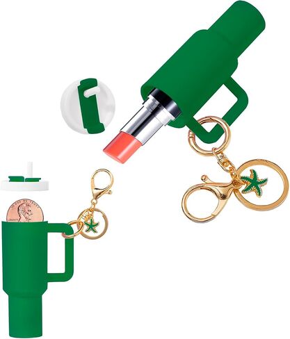 Mini Tumbler Keychain Chapstick Holder,Mini Stanley Cup Keychain Cute Lip Balm Holder Keychains for Women Handbag Backpack in Saudi Arabia