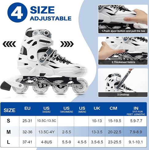 Adjustable Inline Skates for Girls and Boys, Women, Men,Full Light Up Wheels and Tool Outdoor Roller Skates,Adults and Teens Skates for Beginner Outdoor and Indoor in Saudi Arabia