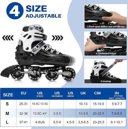 Adjustable Inline Skates for Girls and Boys, Women, Men,Full Light Up Wheels and Tool Outdoor Roller Skates,Adults and Teens Skates for Beginner Outdoor and Indoor in Saudi Arabia