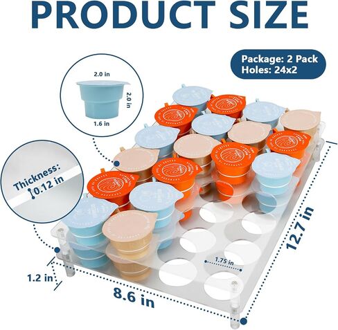 K-Cup Holder Drawer for 24 Coffee Pods Storage, Acrylic K Cup Organize for Drawer or Countertop Storage, Clear K-Cup Organizer Tray for Office & Kitchen(24 Holes, 1 Pack) in Saudi Arabia
